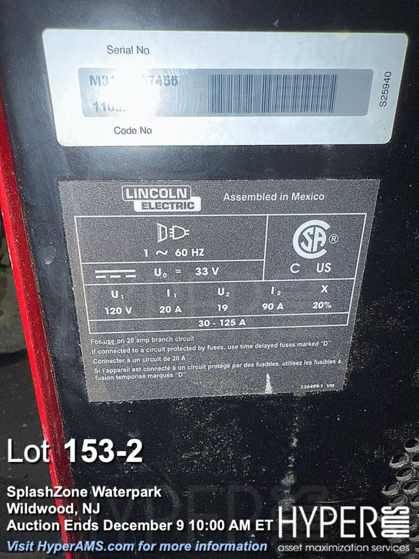 Lincoln Electric Weld-Pak 125 HD MIG Welder, 30-125 A Output, 120 V - Image 2 of 2