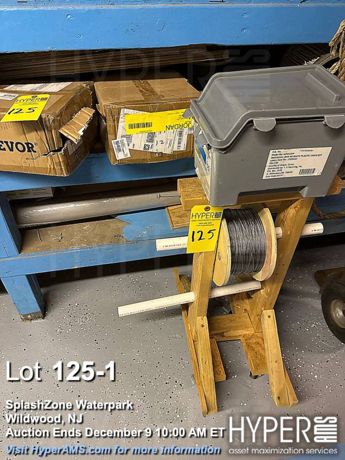 Lot: Steel Wire Rope Spool with Tensioning Accessories