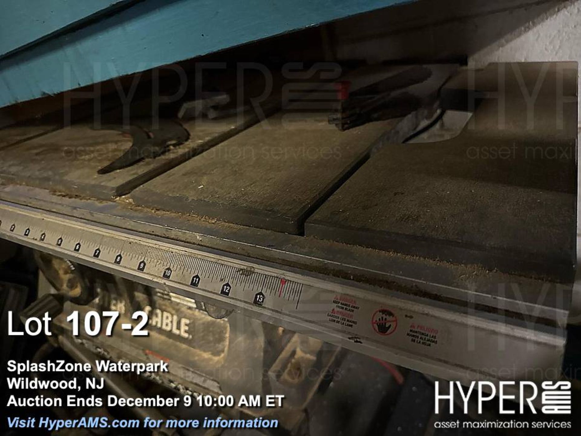 Porter-Cable PCB220TS Table Saw, 120V, 15A, 5000 RPM, Serial 122446 - Image 2 of 3