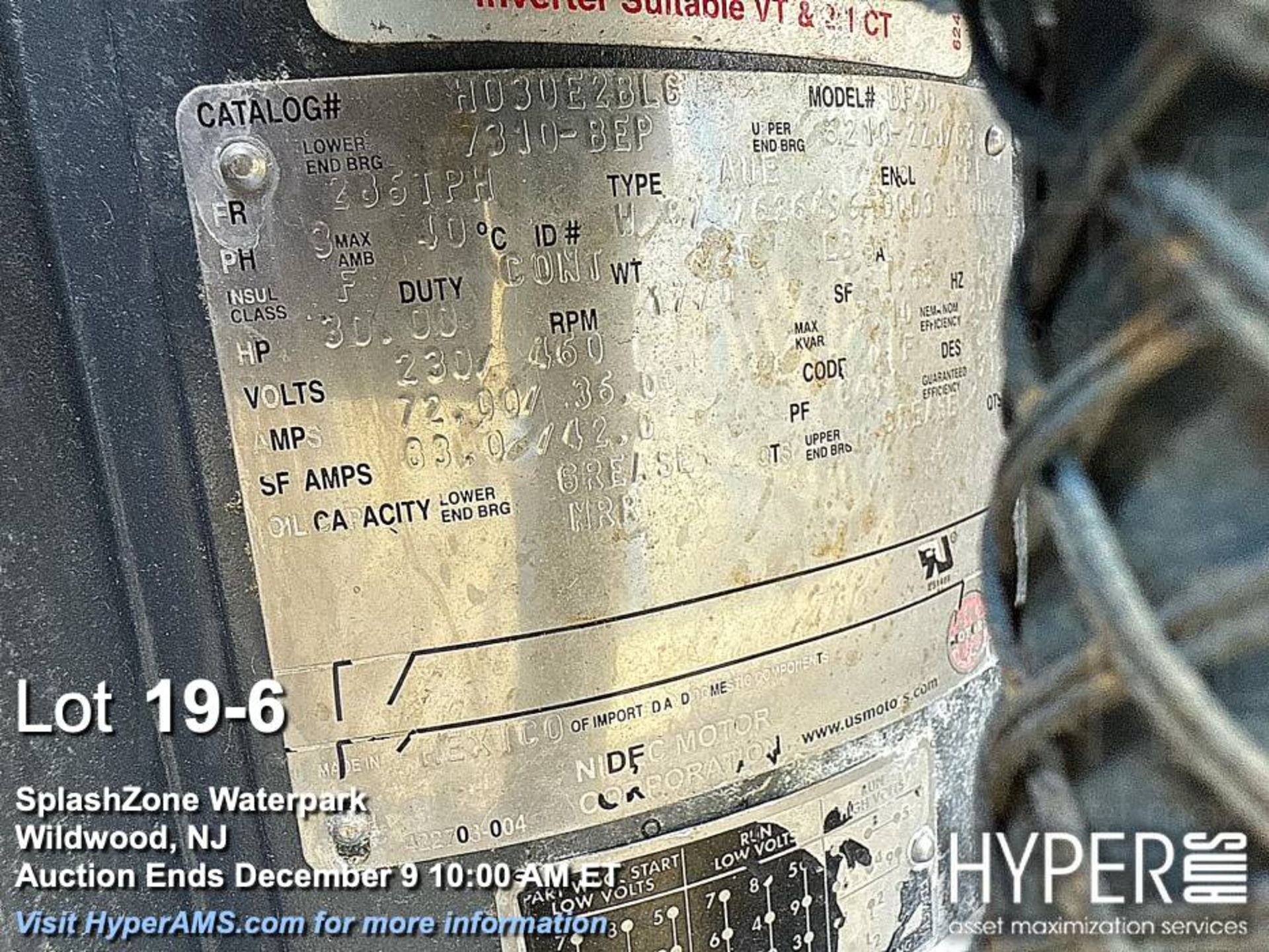 Nidec 25HP Electric Motor 284TP, 230/460V, 1775 RPM, 3-Phase, Model BF40, with pump - Image 6 of 7