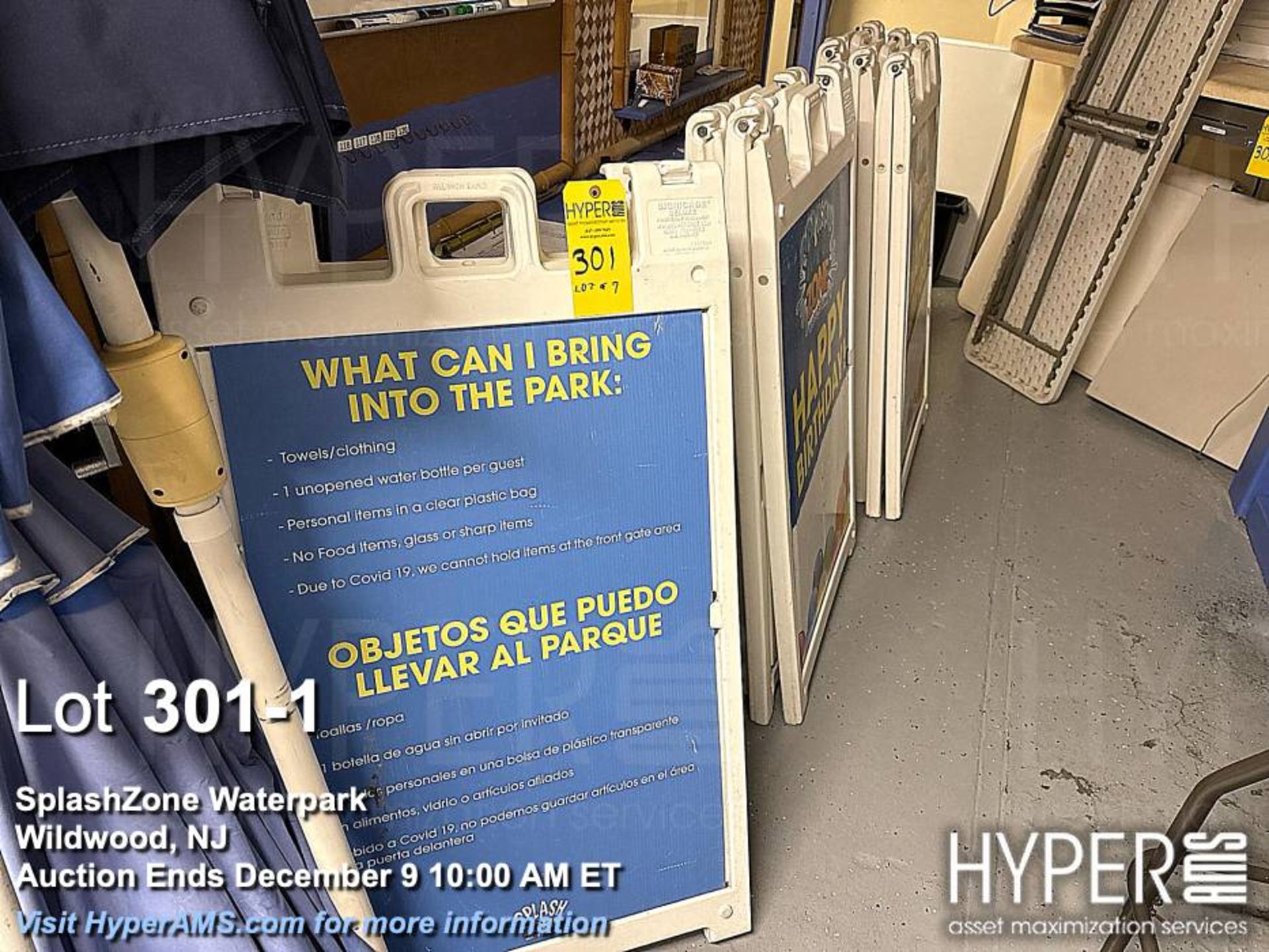 Lot (7) Signicade Deluxe A-frame Sign Stand, Plastic, White, Double-sided