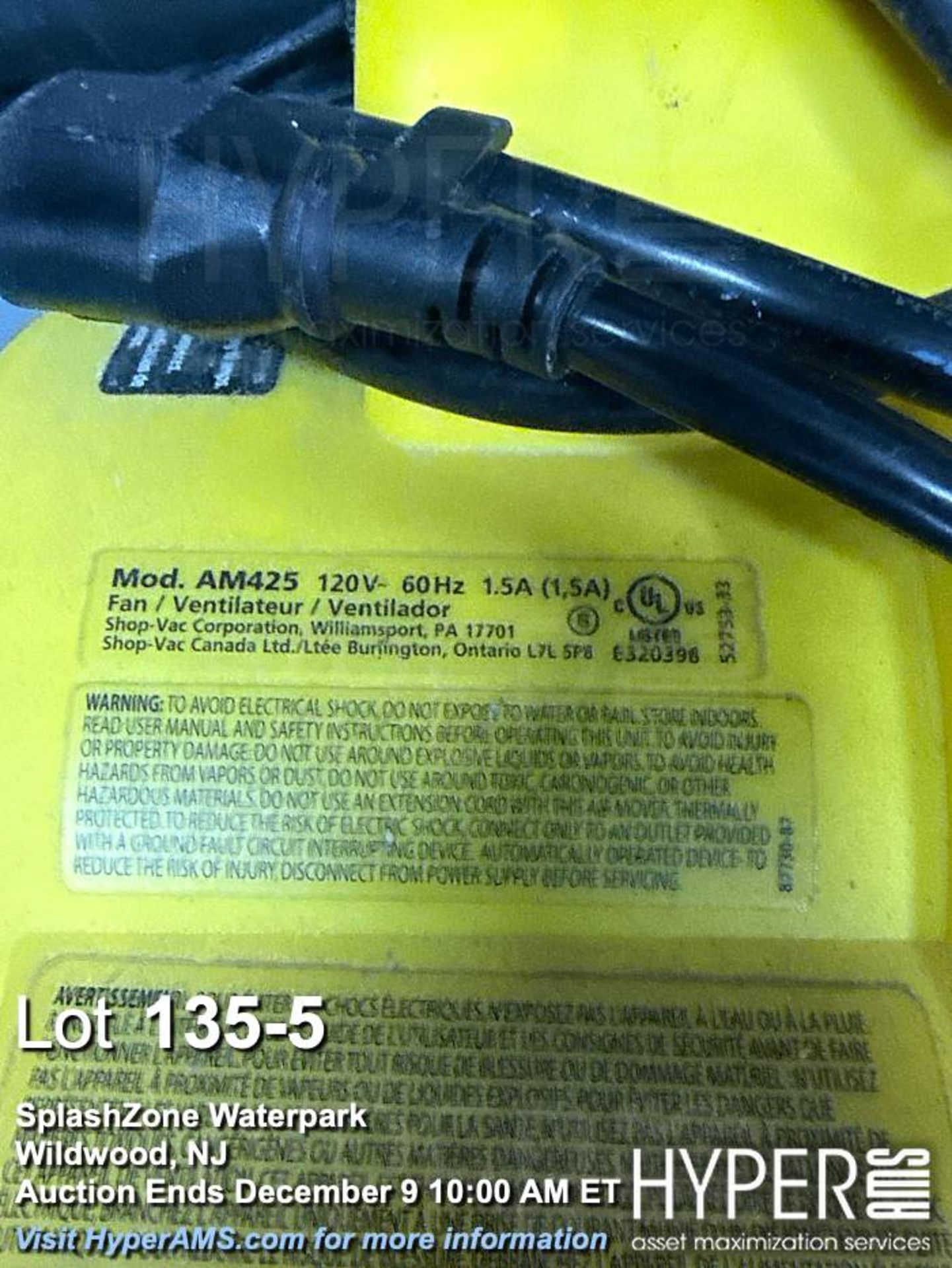 Lot of (4) Utilitech AM04, Shop-Vac AM425, Lasko USF610 Industrial Air Movers - Image 5 of 6