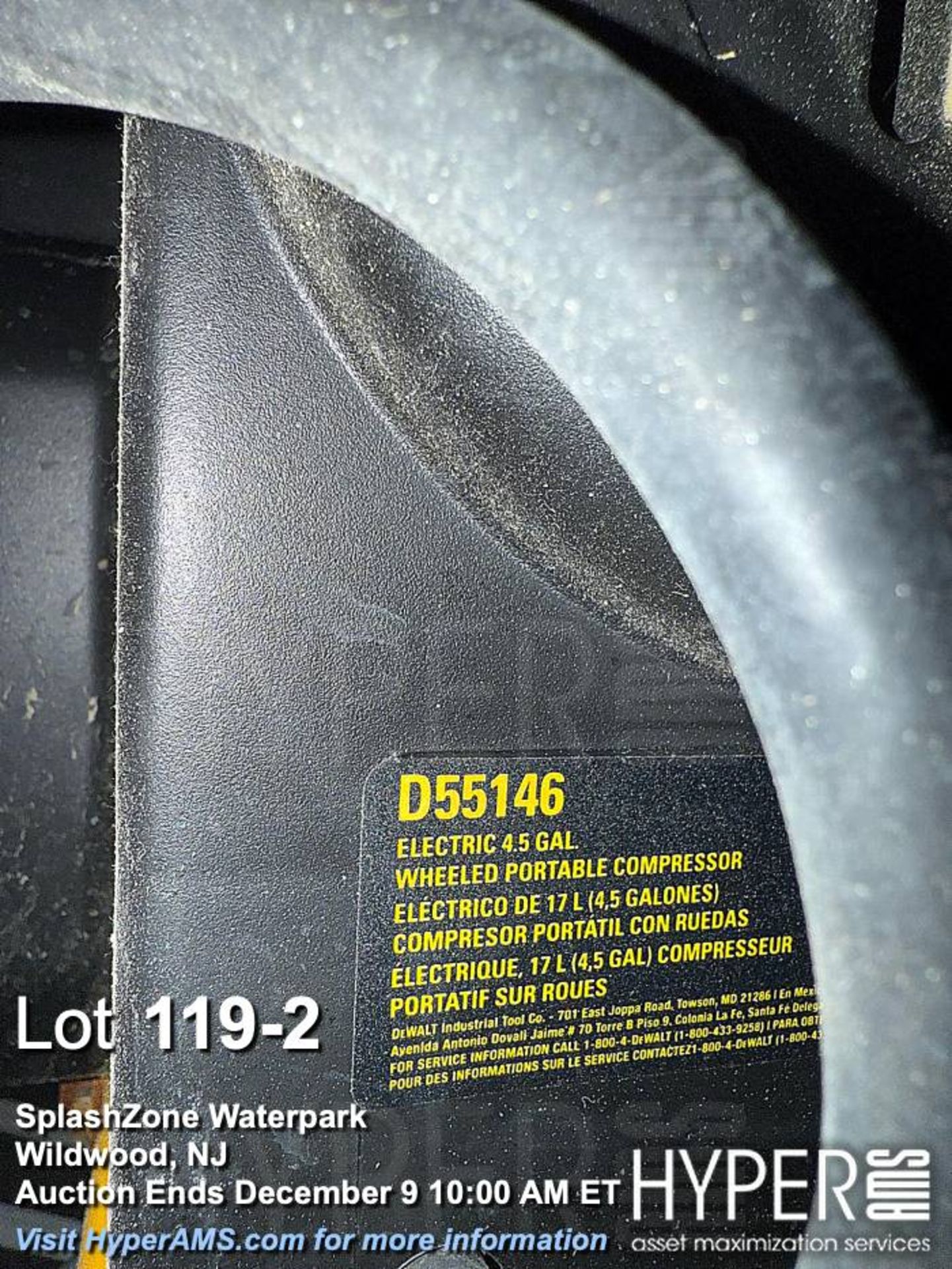 DEWALT D55146 Portable Air Compressor, 4.5 Gal, 200 PSI, 1.6 HP Electric - Image 2 of 2