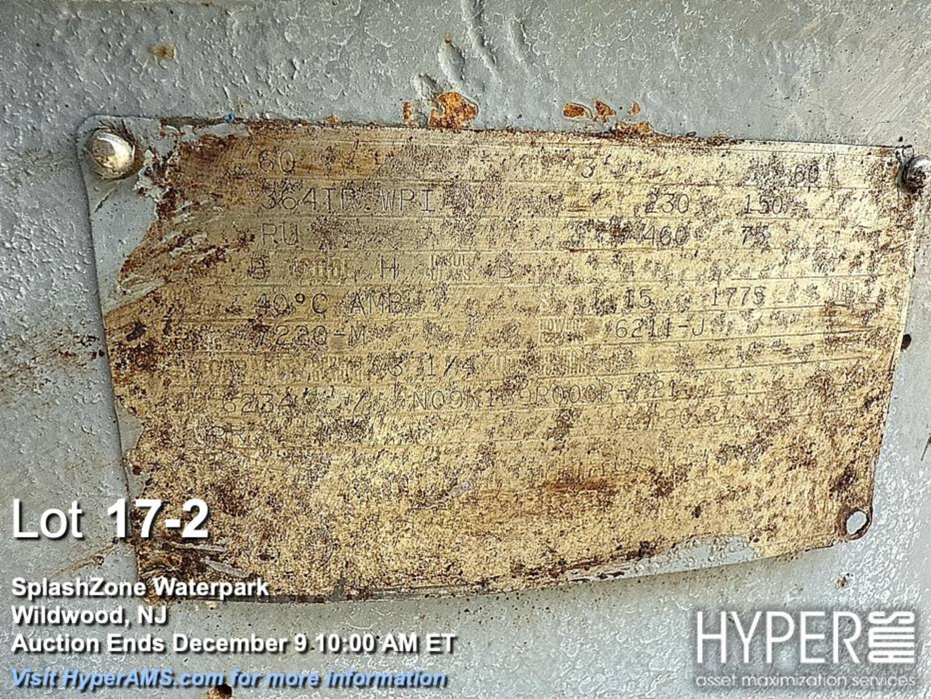 Emerson 60HP Motor, 364TP Frame, 230/460 volt with pump - Image 2 of 2