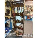 Lot of pliers, cutters, misc hand tools with stand