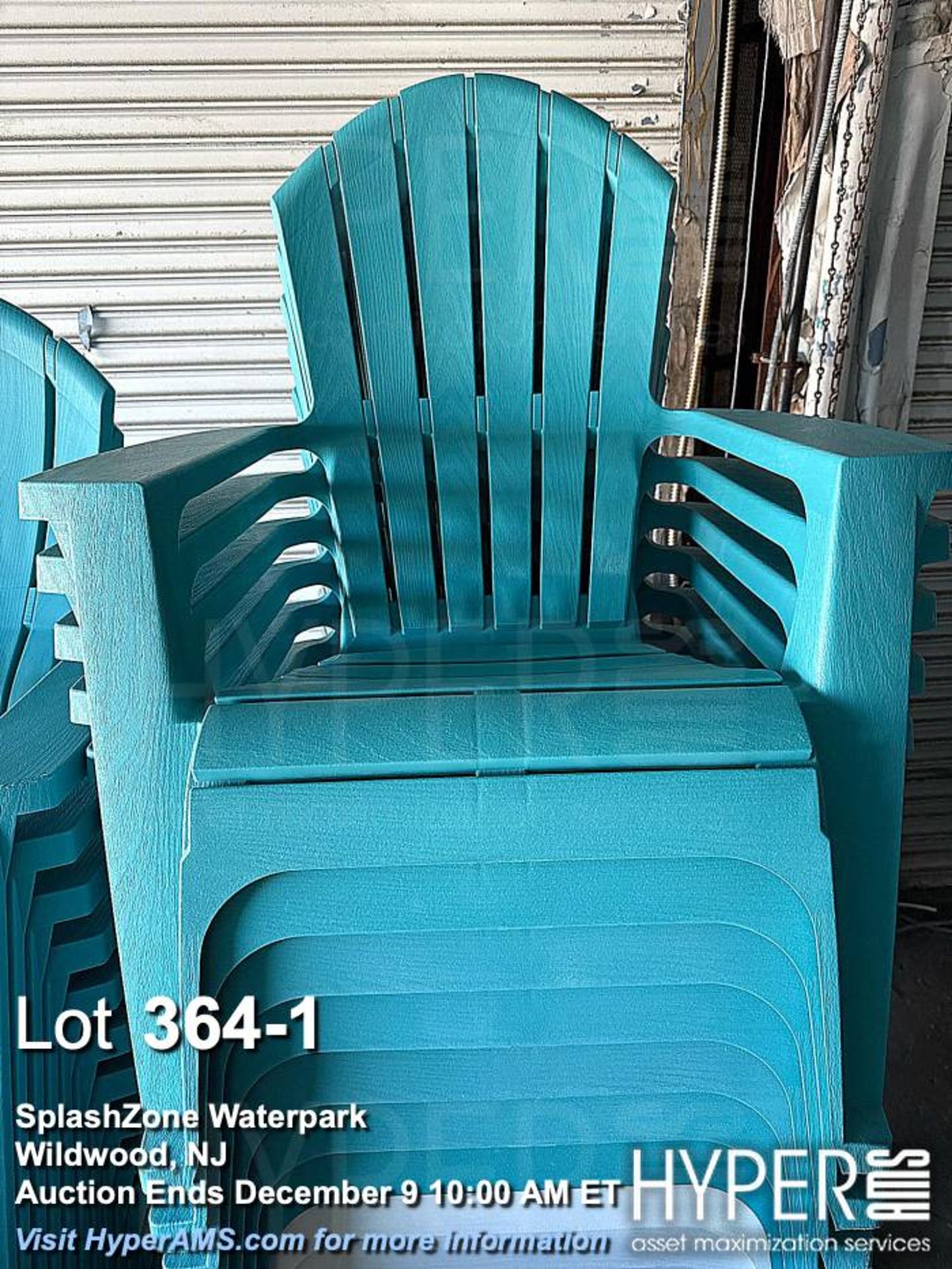Lot of (25) Stackable Outdoor Plastic Adirondack Chairs, Turquoise