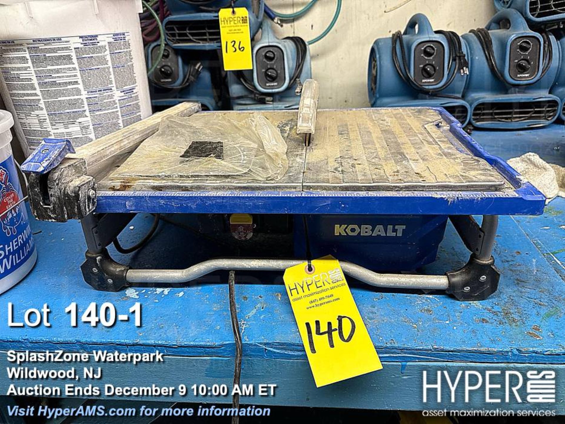 Kobalt 7-inch Wet Tabletop Tile Saw, Model KWS-B7-20, 3450 RPM