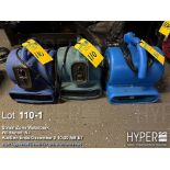 Lot of (3) Utilitech & B-Air VP-25 Air Mover Blower Fans, 1/4 HP, Blue