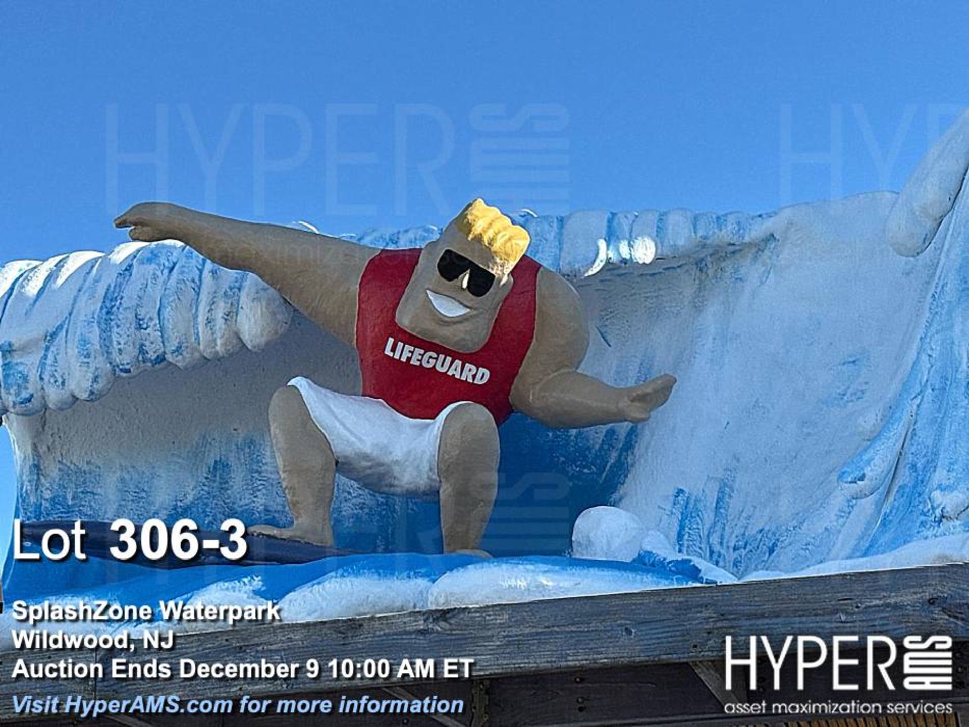 SplashZone Surfer-Dude entry sign, Roof-mounted, overall display approximately 45' linear