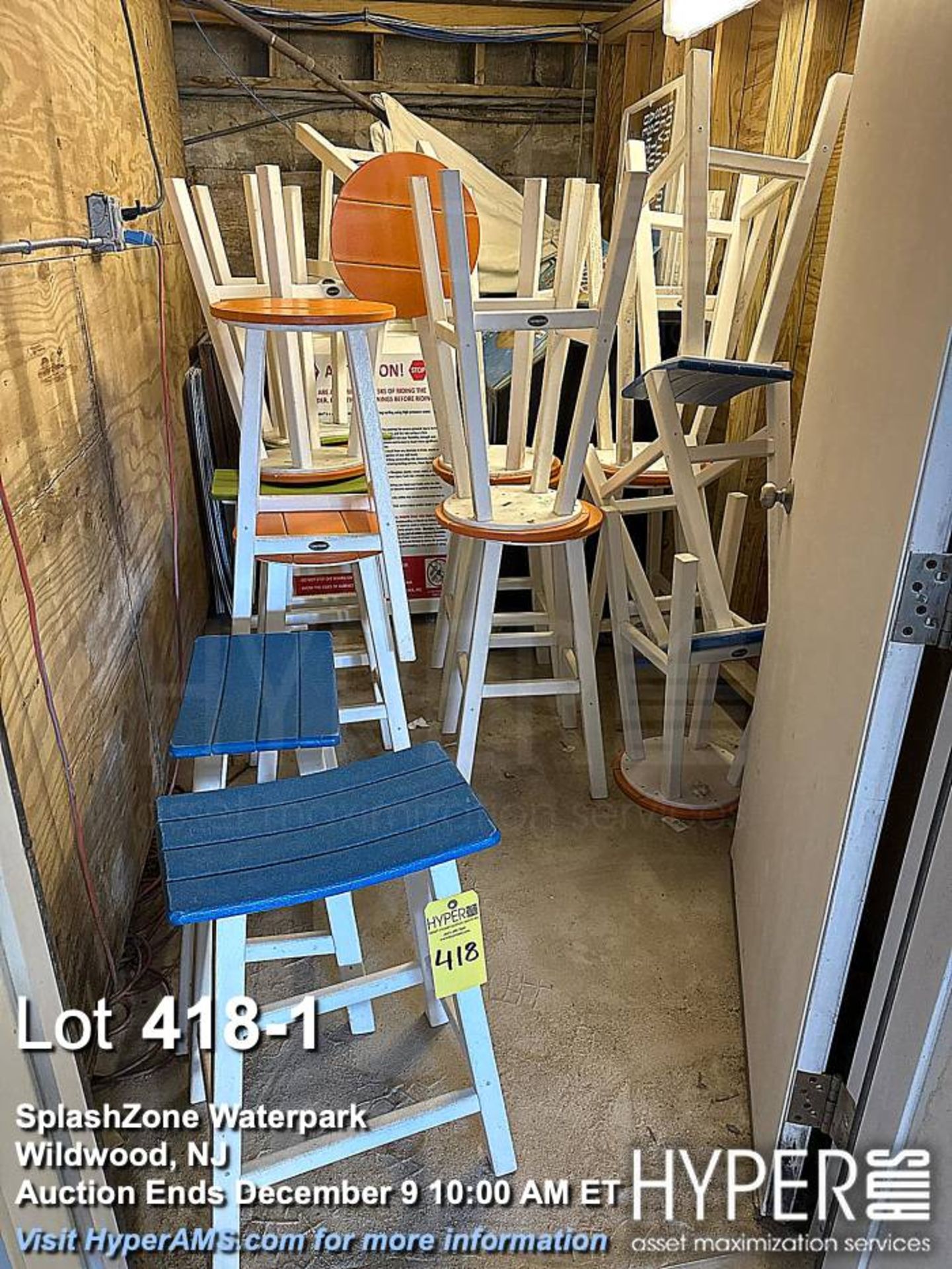 Polywood Bar Stools, White with Color Accents, 16 Pieces