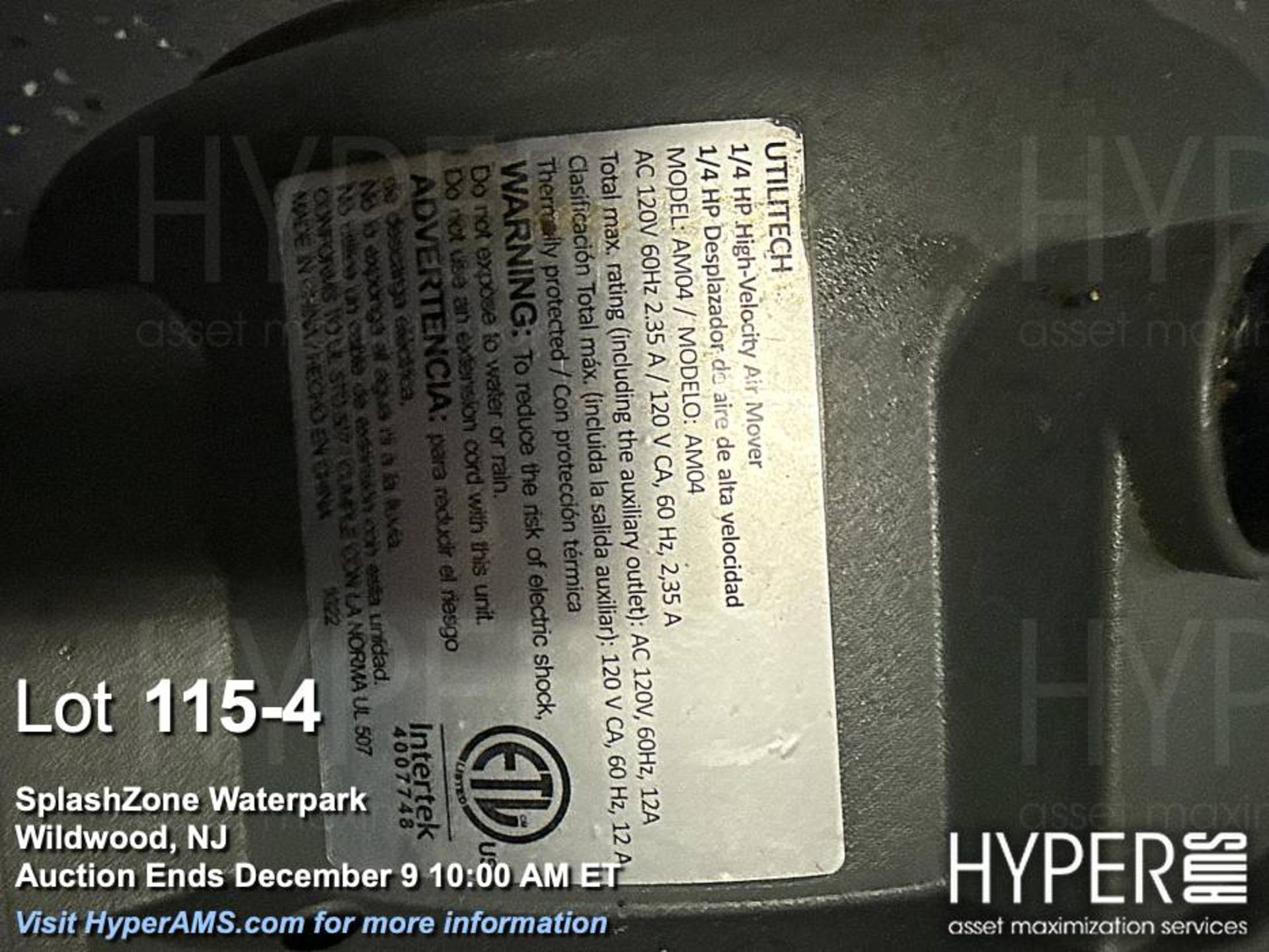 Lot of (2) Shop-Air 500 Air Mover/Blower, 120V, 60Hz, - Image 4 of 4