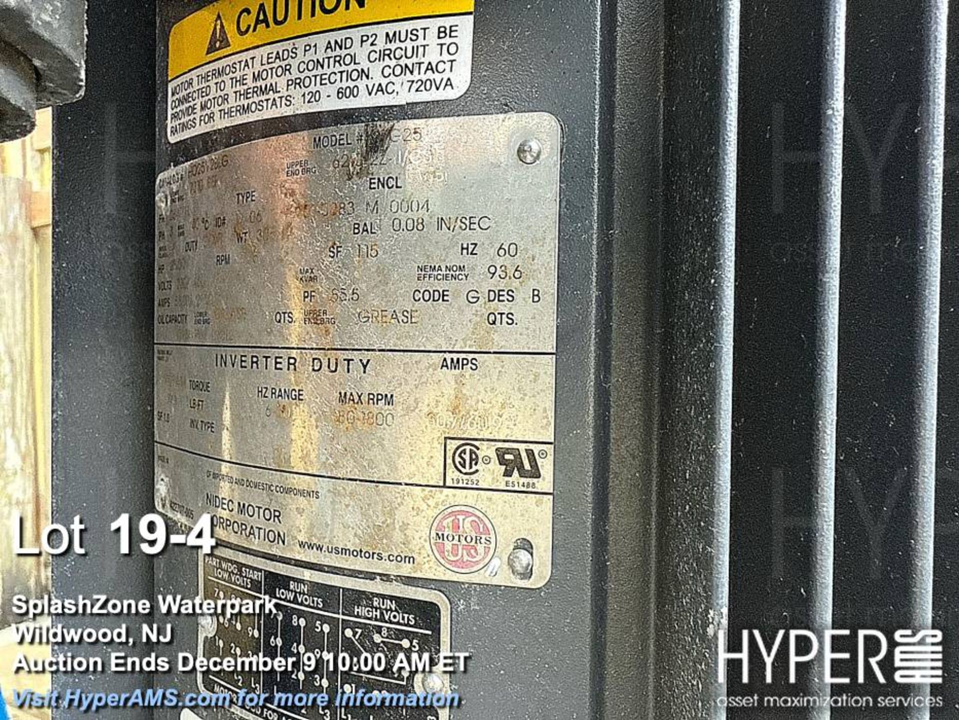 Nidec 25HP Electric Motor 284TP, 230/460V, 1775 RPM, 3-Phase, Model BF40, with pump - Image 4 of 7