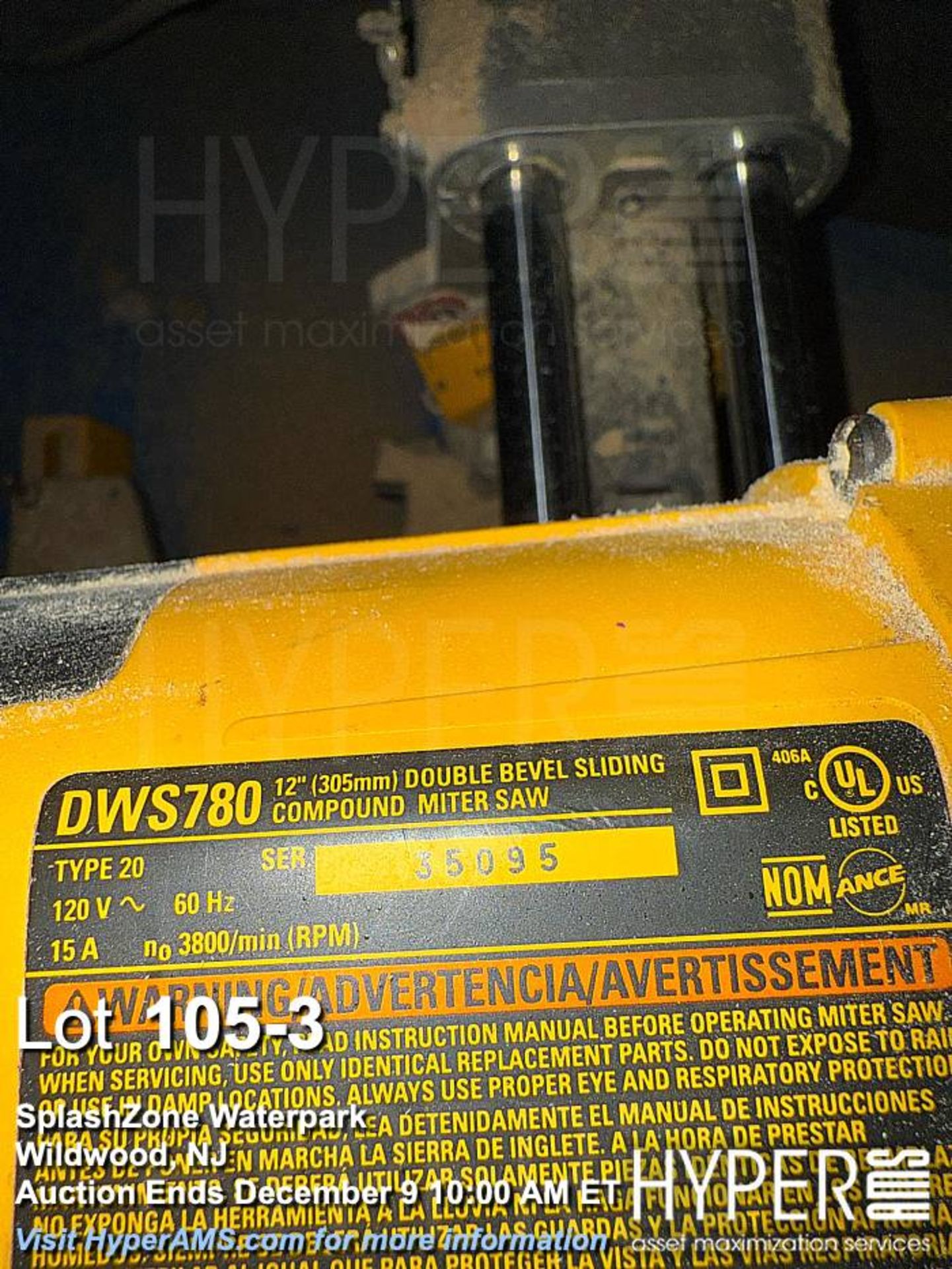 DeWalt DWS780 Sliding Compound Miter Saw, 12" Blade, 15A, 3800 RPM - Image 3 of 3