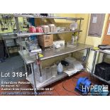 Lot 6' stainless work table with shelf and can opener attachment