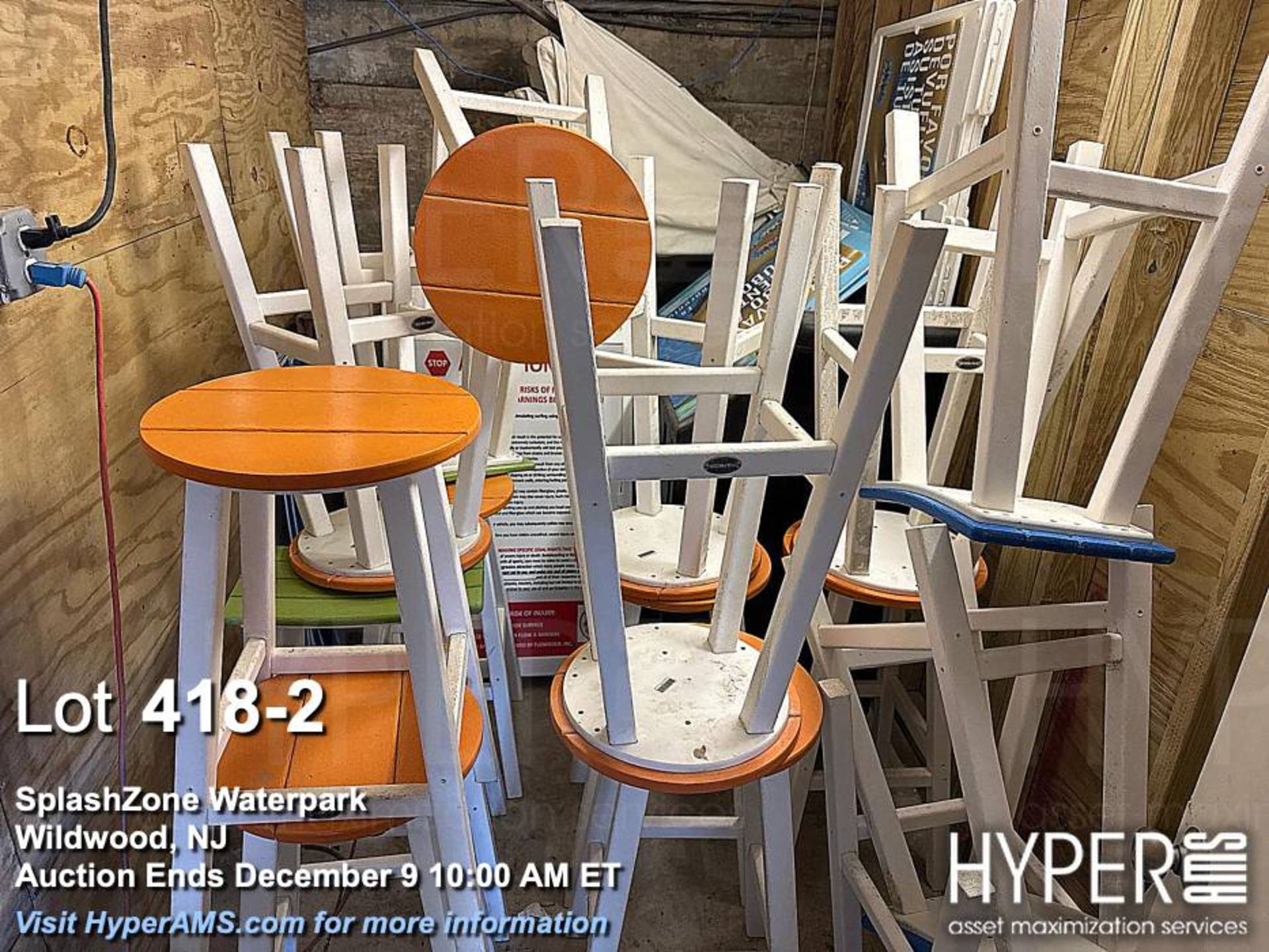 Polywood Bar Stools, White with Color Accents, 16 Pieces - Image 2 of 6