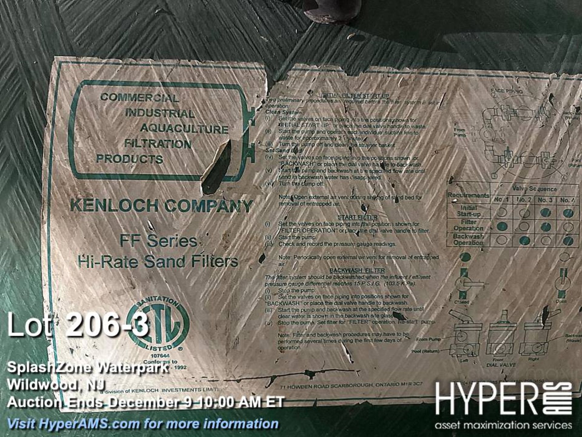 Lot of (4) Kenloch FF Series Hi-Rate Sand Filters - Commercial Aquaculture Systems - Image 3 of 5