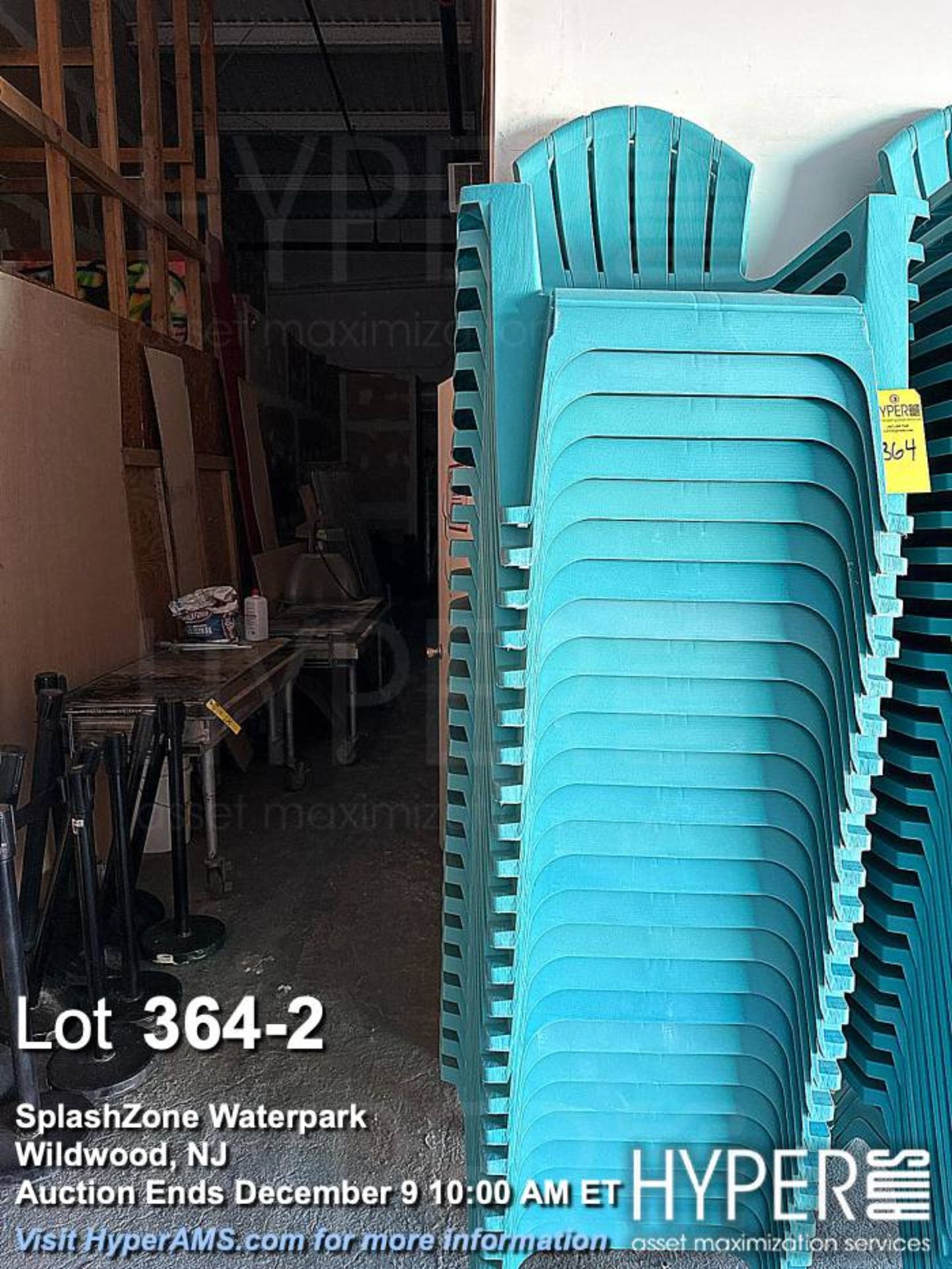 Lot of (25) Stackable Outdoor Plastic Adirondack Chairs, Turquoise - Image 2 of 2
