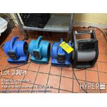 Lot (4) Utilitech, Lasko & XPOWER High-Velocity Air Movers, 1/4 HP, 120V