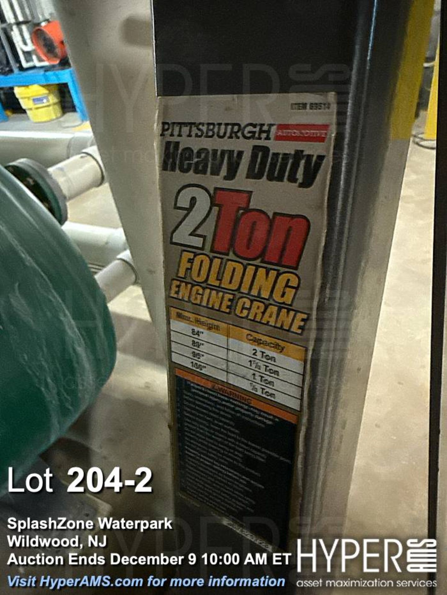 Pittsburgh 2 Ton Folding Engine Crane, Heavy Duty, Gray - Image 2 of 2