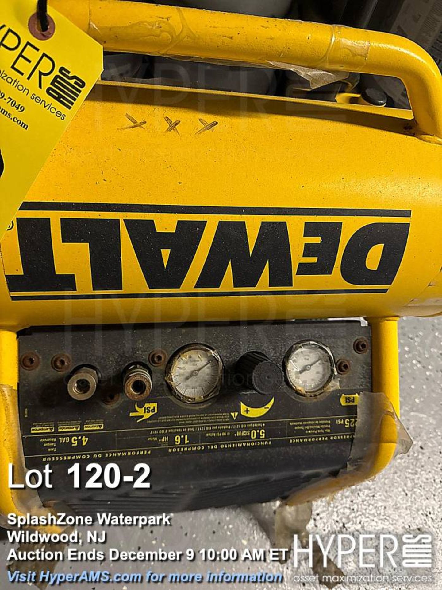 DEWALT D55146 Air Compressor, 4.5 Gal, 225 PSI, 5.0 CFM at 90 PSI - Image 2 of 3