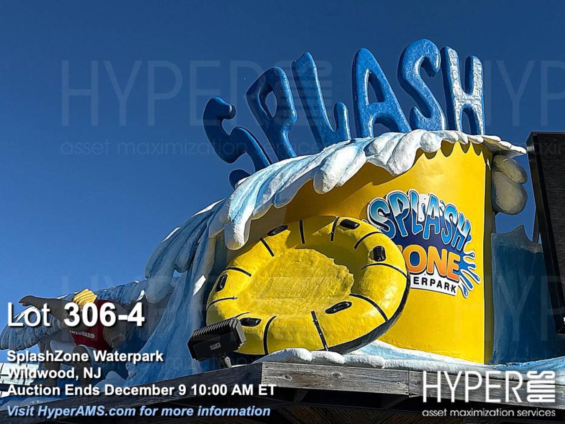 SplashZone Surfer-Dude entry sign, Roof-mounted, overall display approximately 45' linear - Image 3 of 4