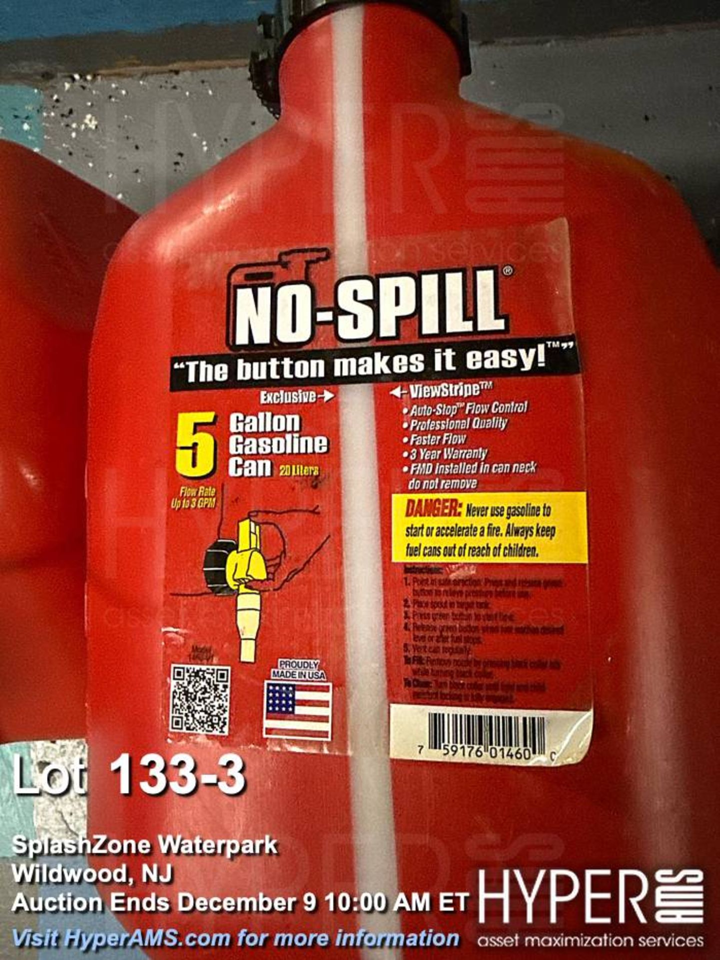 Lot o (4) No-Spill Gasoline Can, 5 Gallon Capacity, Auto-Stop Flow Control, USA Made - Image 3 of 3