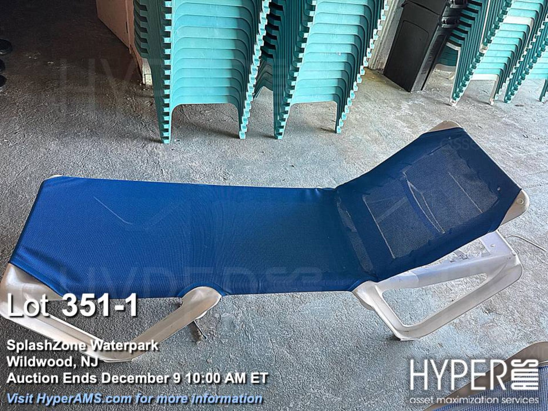 Lot (15) Stackable White and Blue Chaise Lounge Chairs