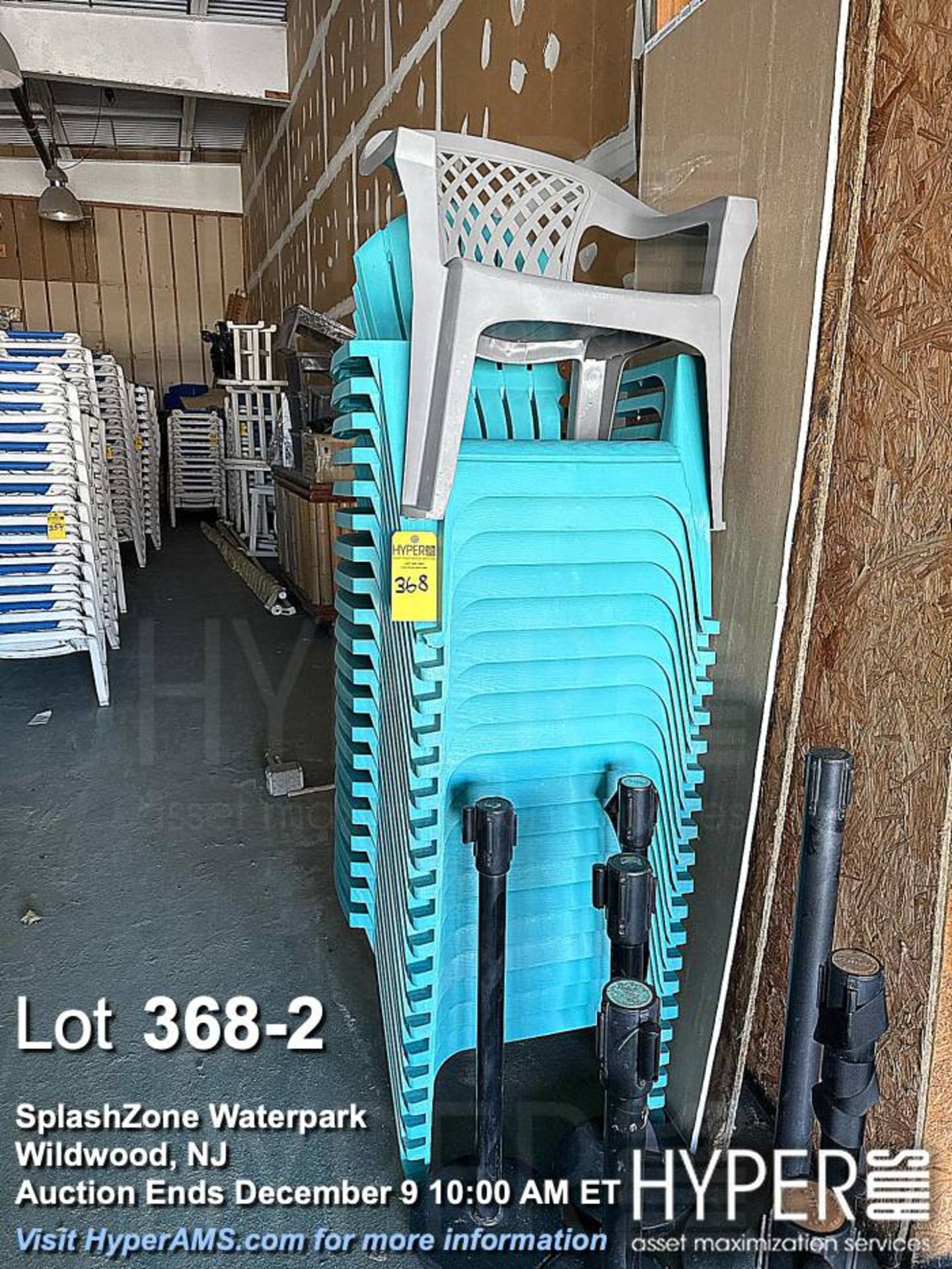 Lot of (55) Stackable Outdoor Plastic Adirondack Chairs, Turquoise, suitable for outdoor use, Dimens - Image 2 of 4