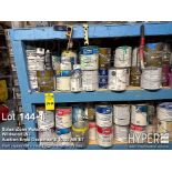 large lot of paint products including Sherwin-Williams SuperPaint Pro, Various Colors & Sizes, Inter