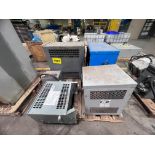 LOT OF (5) TRANSFORMERS ON PALLET, 8KVA, 6KVA, 6KVA, HAMMOND 75KVA, 600V TO 575V