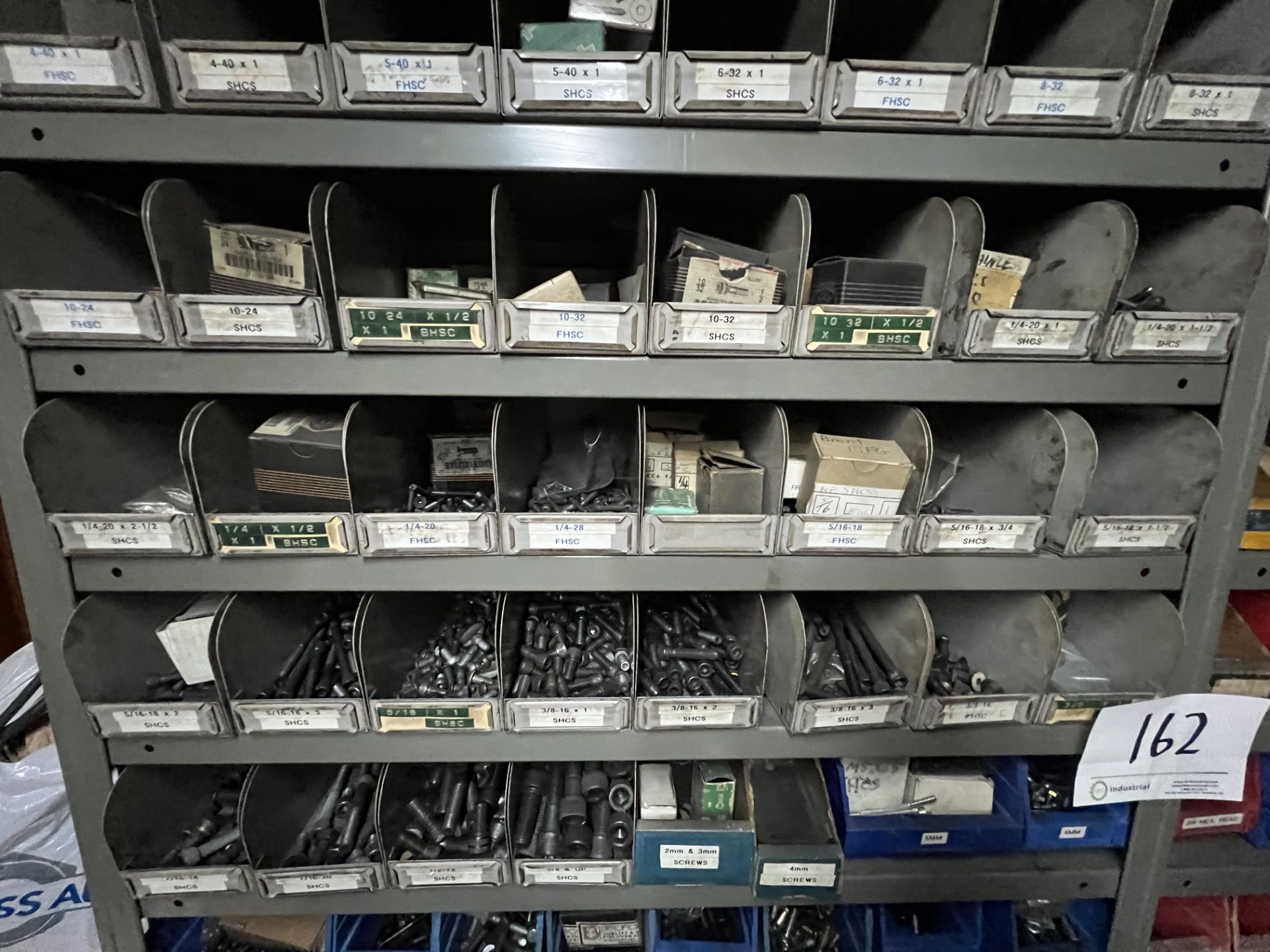Fastners Storage Racks LOT OF (2) SECTIONS OF SHELVING, 14-LEVELS EACH W/ BINS OF FASTENERS ...