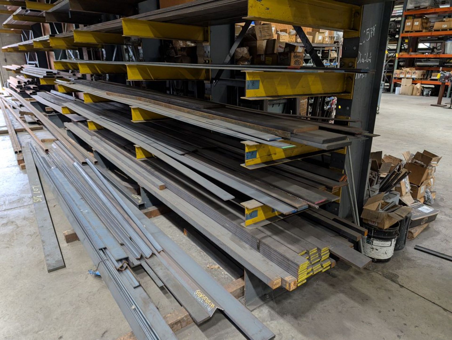 Assorted Raw Material W/ 4-Post Cantiliver Rack To Inlcude But Not ...