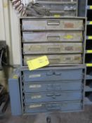 2 Four Drawer Hardware Drawers & Bin Cabinet Plus Contents