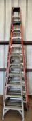 (4) Werner Fiberglass Step Ladders, (2) 6', (1) 10' & (1) 12'