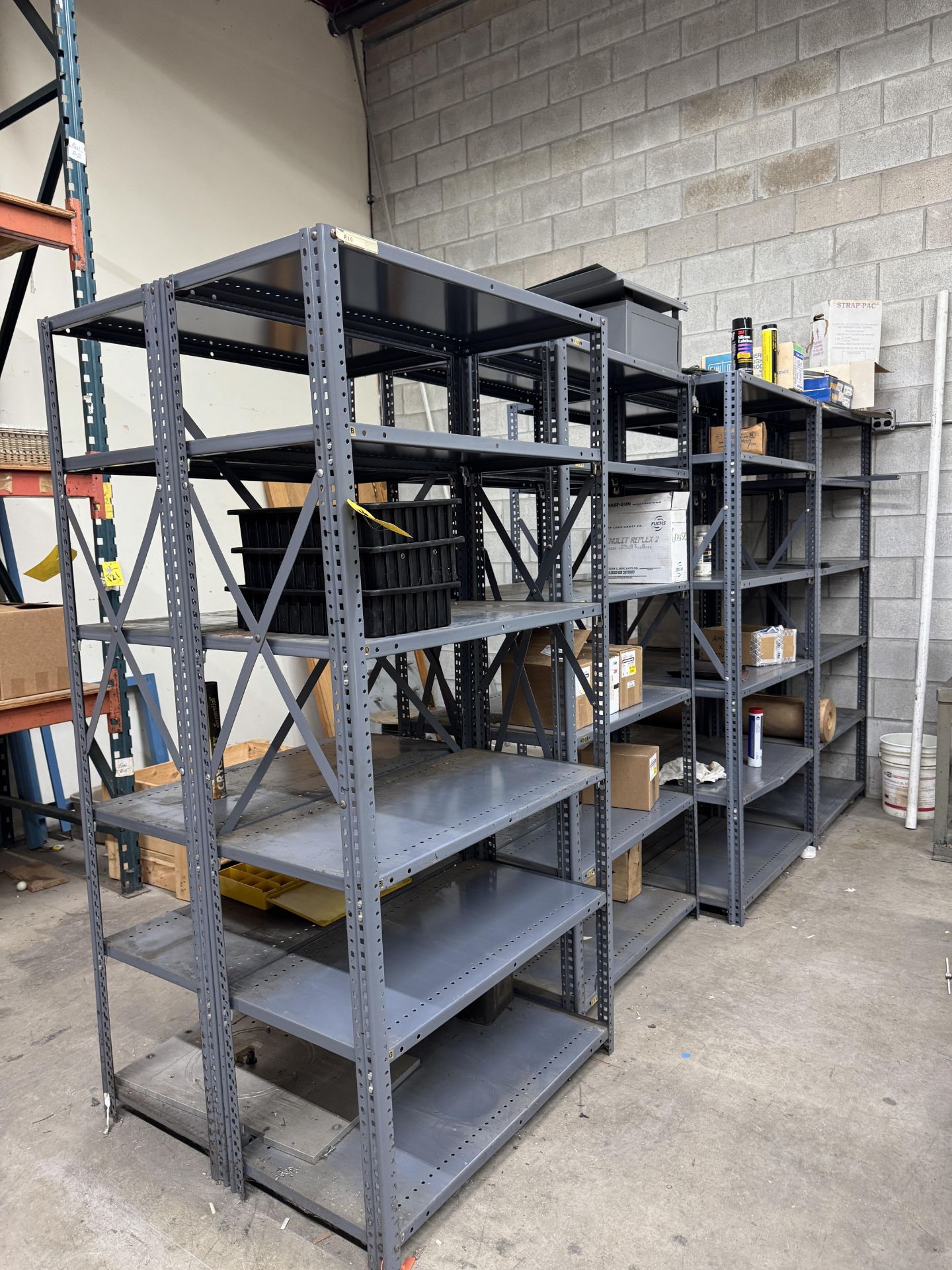 LOT (11) Sections of Light Duty Steel Shelves