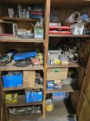 2 DOOR WOODEN CABINET W/LOT OF MISC.