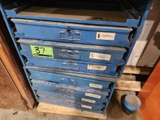 7 DRAWER PART CASES W/O-RINGS, BRASS FITTINGS HEX WASHER HEADS ETC
