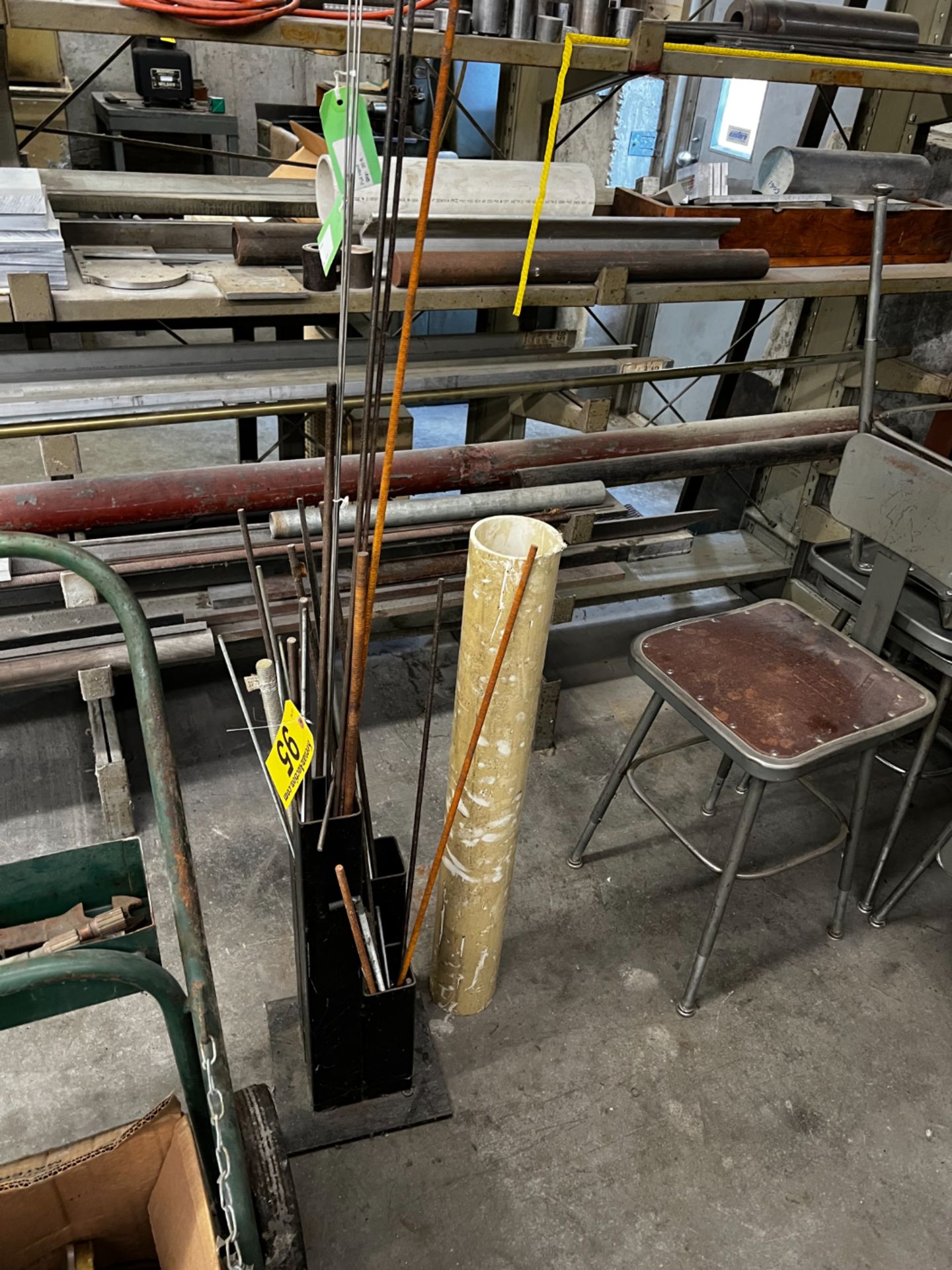 LOT OF ASSORTED THREADED ROD W/ CONDUIT HOLDER
