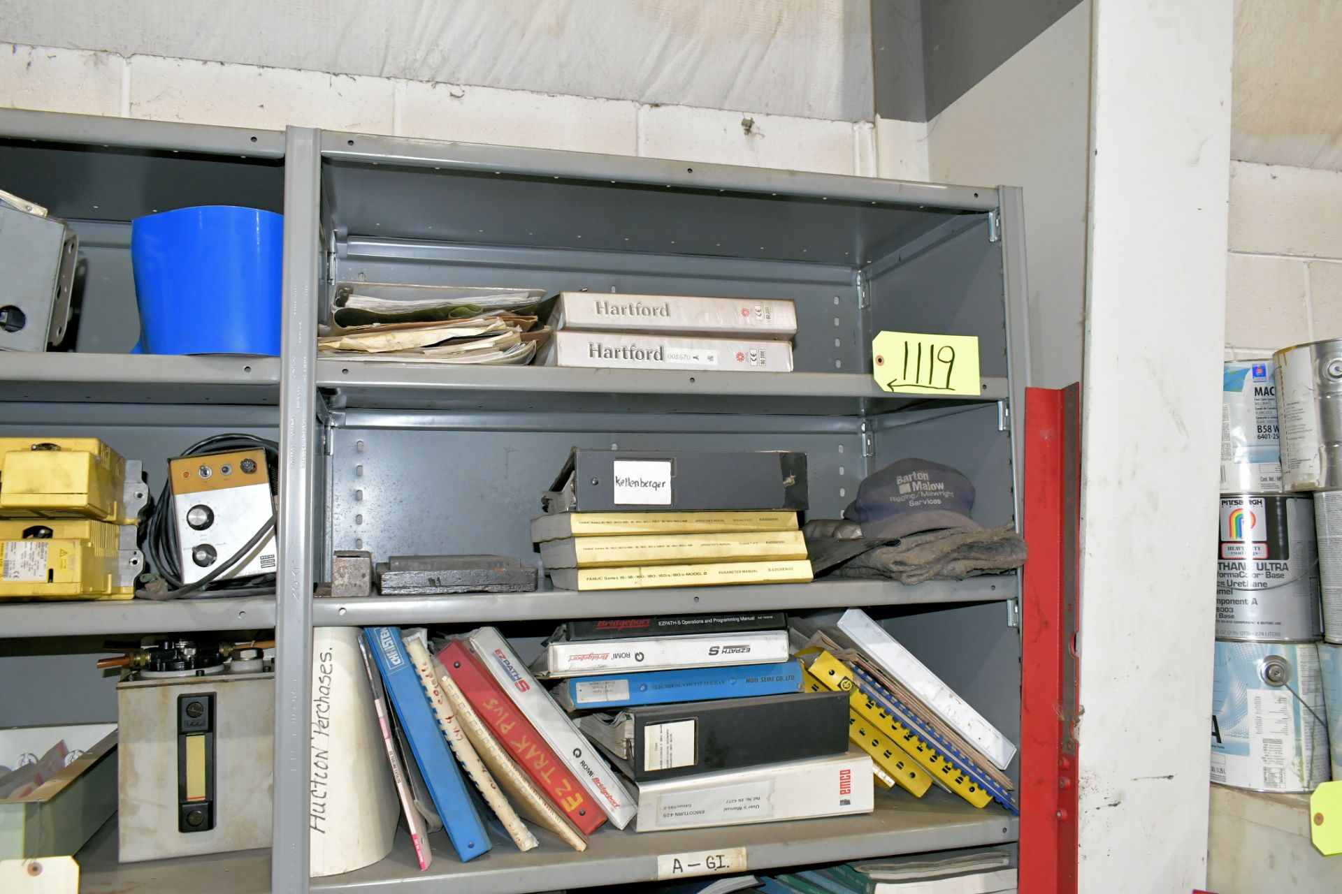 Lot - Machine Parts and Books on (4) Sections