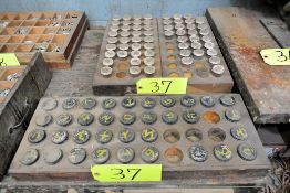 Lot - Metal Embosser Tags with (3) Wood Stands (Located at Pattern Shop)