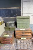 Lot - (5) Organizer Cabinets with Metal Embosser Tags (Located at Pattern Shop)