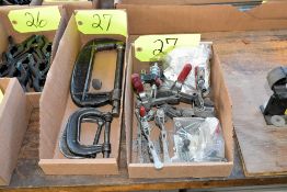 Lot - (1) 6" C-Clamp, (1) 2-1/2" C-Clamp and (1) 2" C-Clamp with Fixture Clamps in (2) Boxes