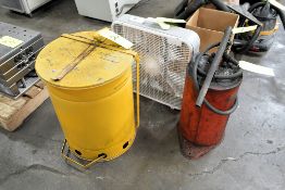 Lot - 20" Box Fan, Rag Can and Grease Pump