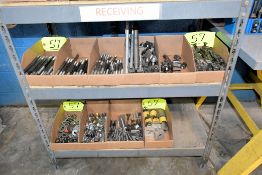 Lot - Threaded Rod, Extension Nuts, T-Nuts, Hex Nuts and Washers in (10) Boxes on (2) Shelves
