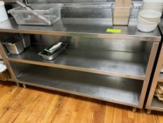 Stainless steel shelving unit, contents not included, 60"x15"x35"
