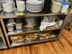 Stainless steel shelving unit, contents not included, 60"x15"x35"
