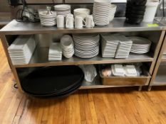 Stainless steel shelving unit, contents not included, 60"x15"x35"