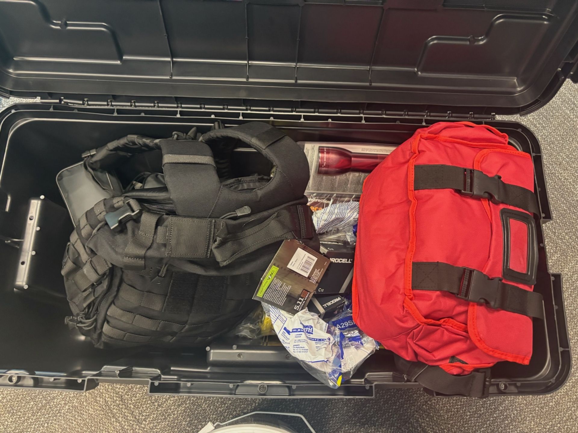 Lot of emergency crash kit to include bedding and general supplies ...