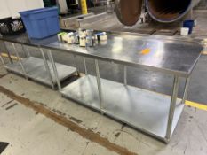 (3) SS Tables (2) 72 x 30 x 35; (1) 24 x 24 x 36 All Are Backsplash, SS Undershelf