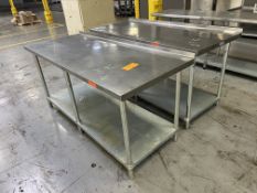 (2) SS Tables 72 x 30 x 35in., Backsplash, Galvanized Undershelf